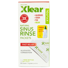 Xlear Натуральное солевое средство для промывания носовых пазух с ксилитом, 50 сменных пакетиков