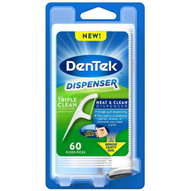 DenTek Тройное очищение Флосс-зубочистки с диспенсером, 60 шт.