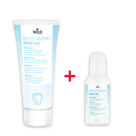 Акция! EMOFLUOR Daily Care Зубная паста, 75мл + Пробник с вкладышем EMOFLUOR Ежедневный уход Ополаскиватель