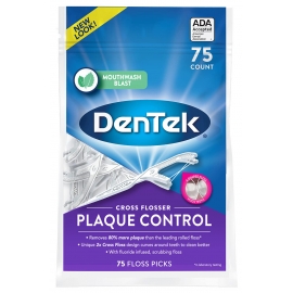 DenTek Перехресне очищення Контроль зубного нальоту Флос-зубочистки, 75 шт.