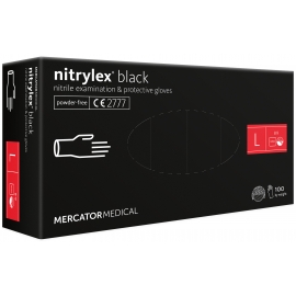 Перчатки нитриловые NITRYLEX Black, неопудренные, диагностические, черные, размер L, 100 шт. (50 пар)