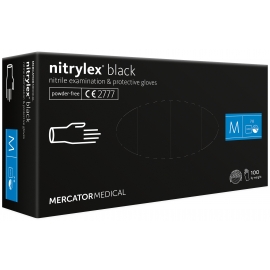 Перчатки нитриловые NITRYLEX Black, неопудренные, диагностические, черные, размер M, 100 шт. (50 пар)