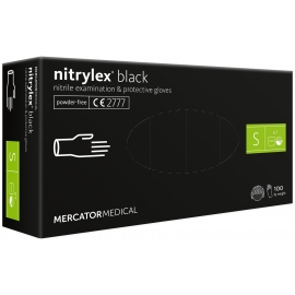 Перчатки нитриловые NITRYLEX Black, неопудренные, диагностические, черные, размер S, 100 шт. (50 пар)