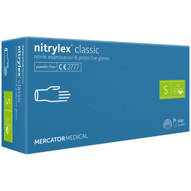 Уцінка! Рукавички нітрилові NITRYLEX Classic, неопудрені, діагностичні, сині, розмір S, 100 шт. (50 пар) (Zip lock упаковка)