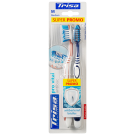 TRISA Extra Pro Vital Antibac Зубна щітка, середньої жорсткості, 2 шт.