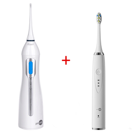 Акція! Набір prooral 5013 Портативний іригатор для ротової порожнини + prooral 5013 T09 Звукова зубна щітка, біла