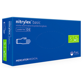 Перчатки нитриловые NITRYLEX Basic, неопудренные диагностические, синие, размер S, 200 шт. (100 пар)