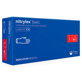 Перчатки нитриловые NITRYLEX Basic, неопудренные, диагностические, синие, размер L, 200 шт. (100 пар)