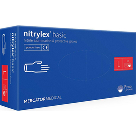 Перчатки нитриловые NITRYLEX Basic, неопудренные, диагностические, синие, размер L, 100 шт. (50 пар)