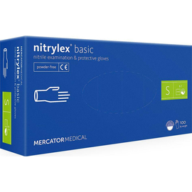 Перчатки нитриловые NITRYLEX Basic, неопудренные, диагностические, синие, размер S, 100 шт. (50 пар)