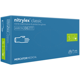Перчатки нитриловые NITRYLEX Classic, неопудренные, диагностические, синие, размер S, 200 шт. (100 пар)