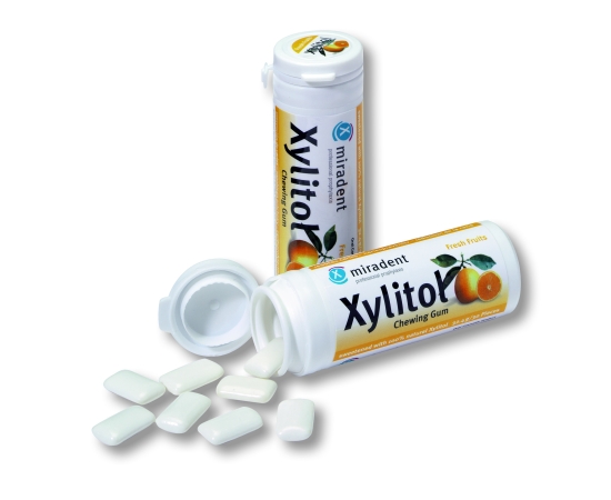 Жевательная резинка Miradent® Xylitol Chewing Gum, Fresh Fruits (свежие фрукты), 30 шт.