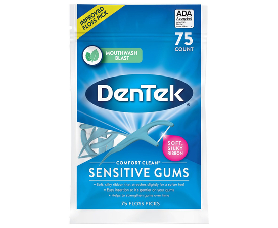 DenTek Комфортное очищение Для чувствительных десен Флосс-зубочистки, 75 шт.