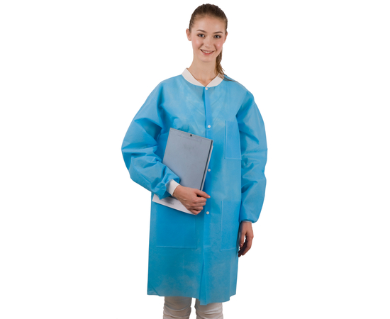 Dochem Лабораторні халати, 40 г/м2, сині, розмір L, 10 шт.