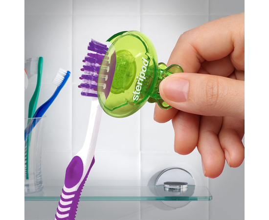УЦІНКА! Steripod Антибактеріальний чохол для зубної щітки, кристально чистий зелений (в упаковці 1 шт.) (Zip lock упаковка)