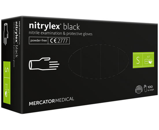 Перчатки нитриловые NITRYLEX Black, неопудренные, диагностические, черные, размер S, 100 шт. (50 пар)