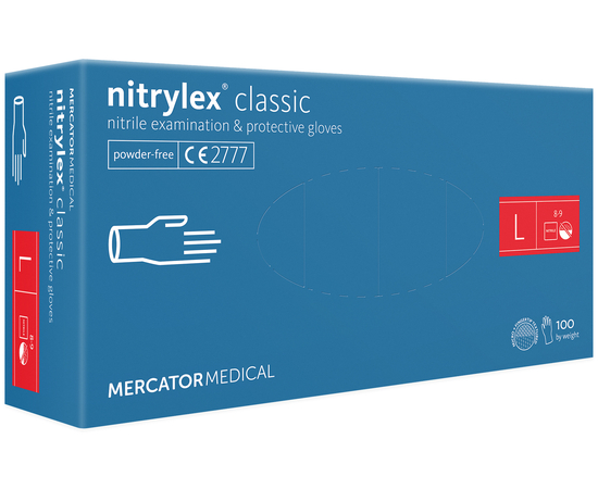 Рукавички нітрилові NITRYLEX Classic, неопудрені, діагностичні, фіолетові, розмір L, 100 шт. (50 пар)