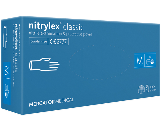 Рукавички нітрилові NITRYLEX Classic, неопудрені, діагностичні, фіолетові, розмір M, 100 шт. (50 пар)