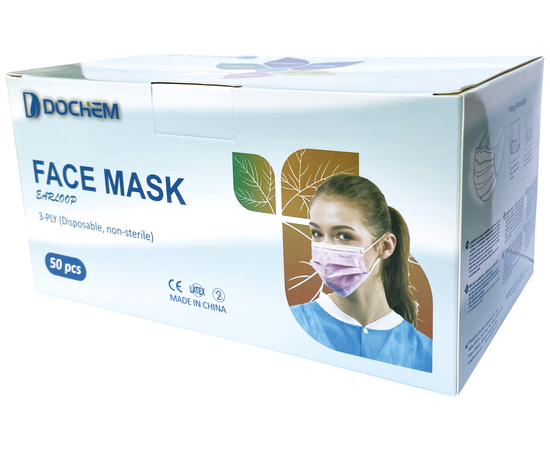 Акція! Dochem TOPSAFE Медичні маски захисні Premium Elite, 3-х шарові, із завушними петлями, сині, 50 шт., зображення 2