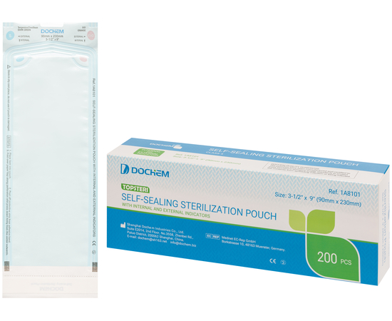 Dochem TOPSTERI Самоклеючі стерилізаційні пакети, 90 x 230 мм, 200 шт.