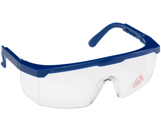Dochem Защитные очки, пластиковые, регулируемые дужки, прозрачные линзы, синяя оправа, изображение 2
