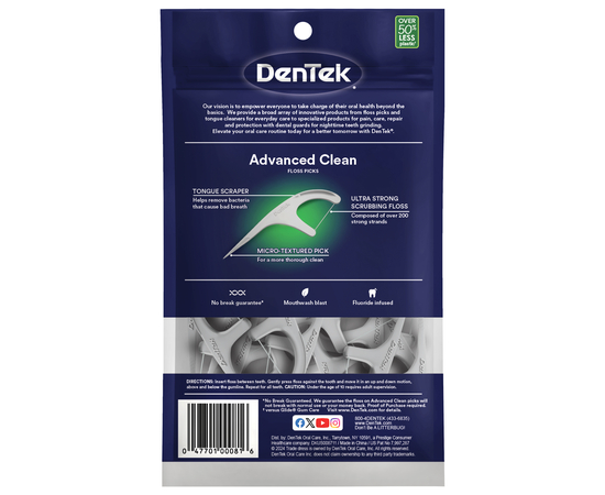 DenTek Тройное очищение Флосс-зубочистки, 90 шт.