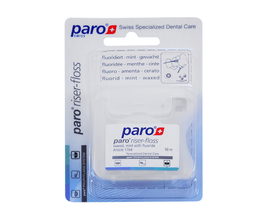 paro® riser-floss Зубная нить, вощеная, с мятой и фторидом, 50 м