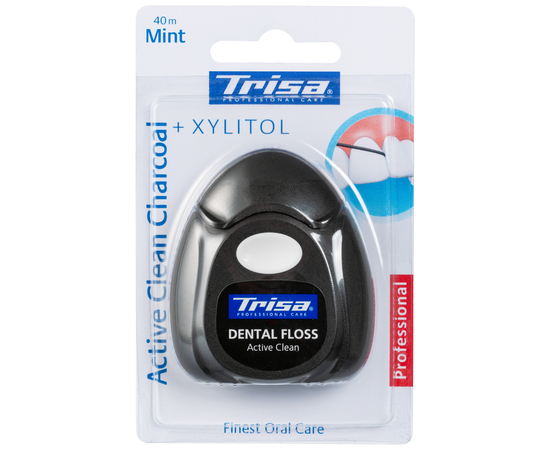 TRISA Active Clean Зубний флос, з активованим вугіллям, м'ятою та ксилітом, 40 м