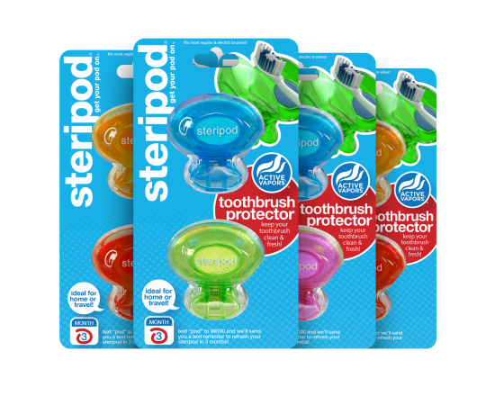 Steripod Антибактериальный чехол для зубной щетки (4 упаковки по 2 шт.), сочетание всех наших прекрасных цветов