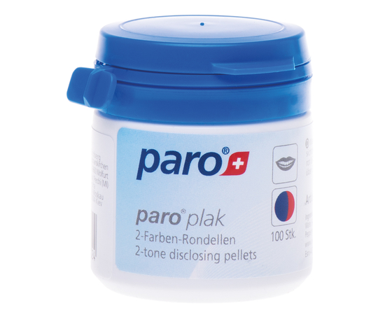 paro® PLAK, 2-tone disclosing pellets Двухцветные подушечки для индикации зубного налета, 100 шт.