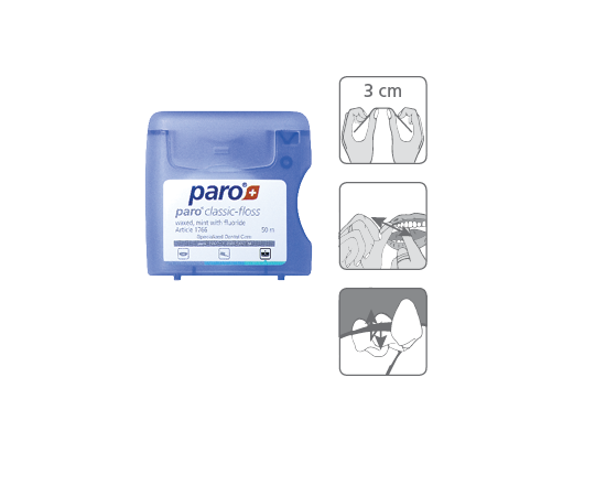 paro® CLASSIC-FLOSS Медицинская зубная нить, вощеная, с мятой, 50 м